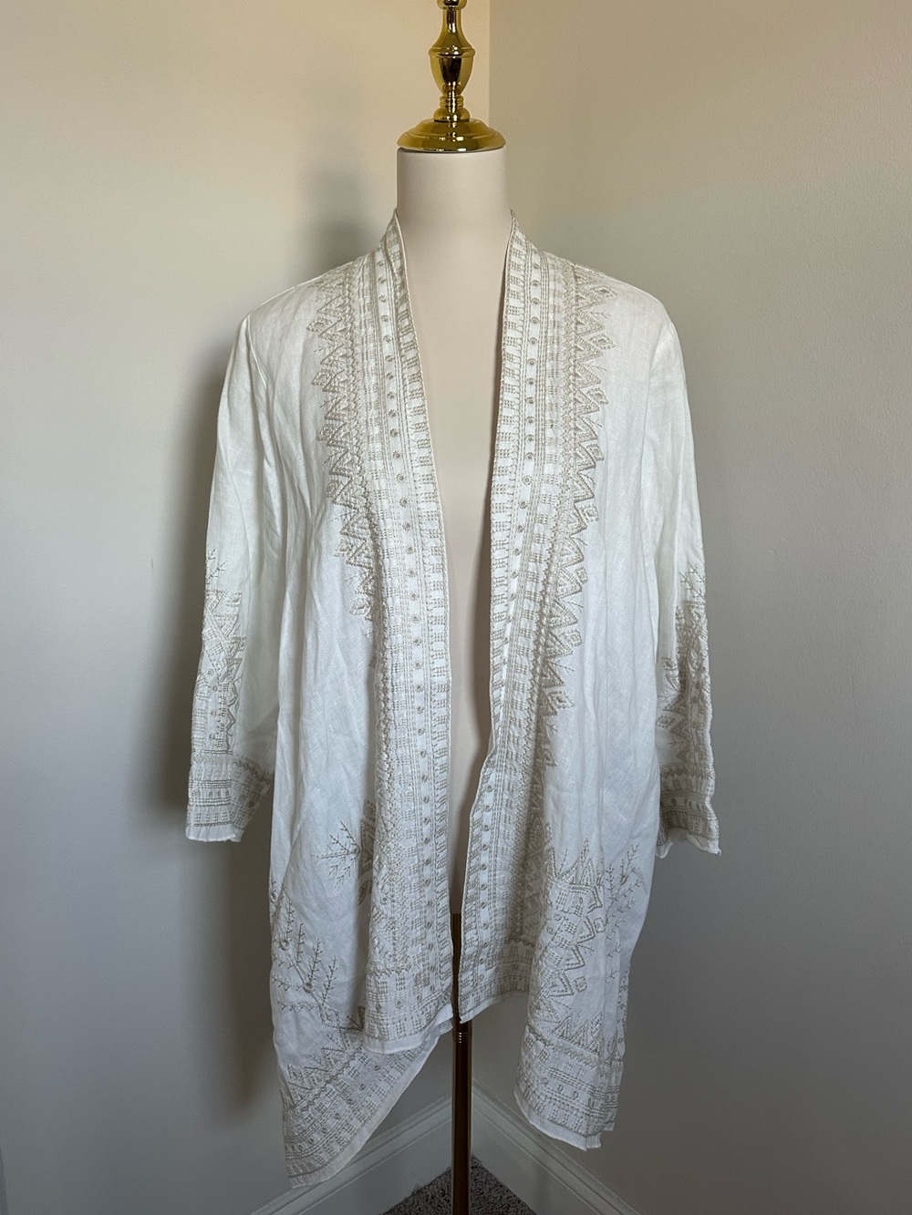 Johnny Was Embroidered Linen Kimono